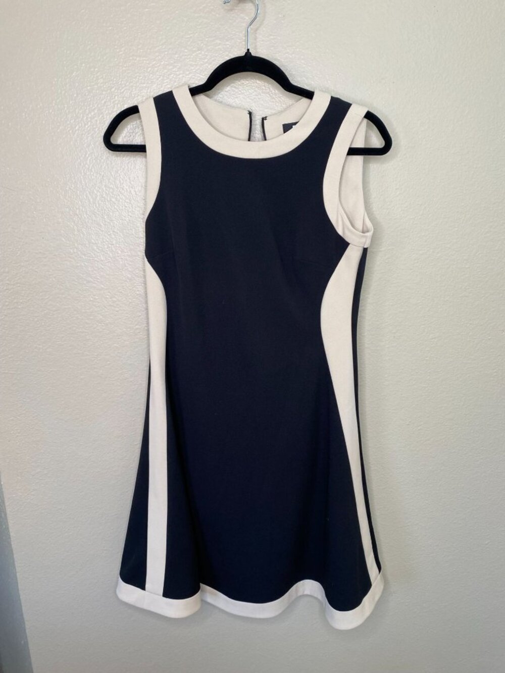 DKNY Black Tan Sleeveless Colorblock A-Line Dress Size 4 Polyester Mini